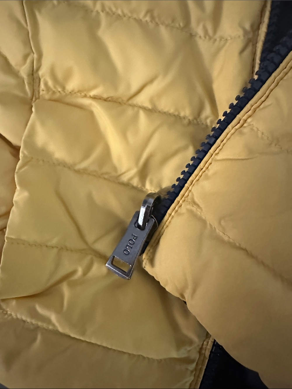 Ralph Lauren Navy Puffer Jacket with Yellow Interior - Picture 9 of 9